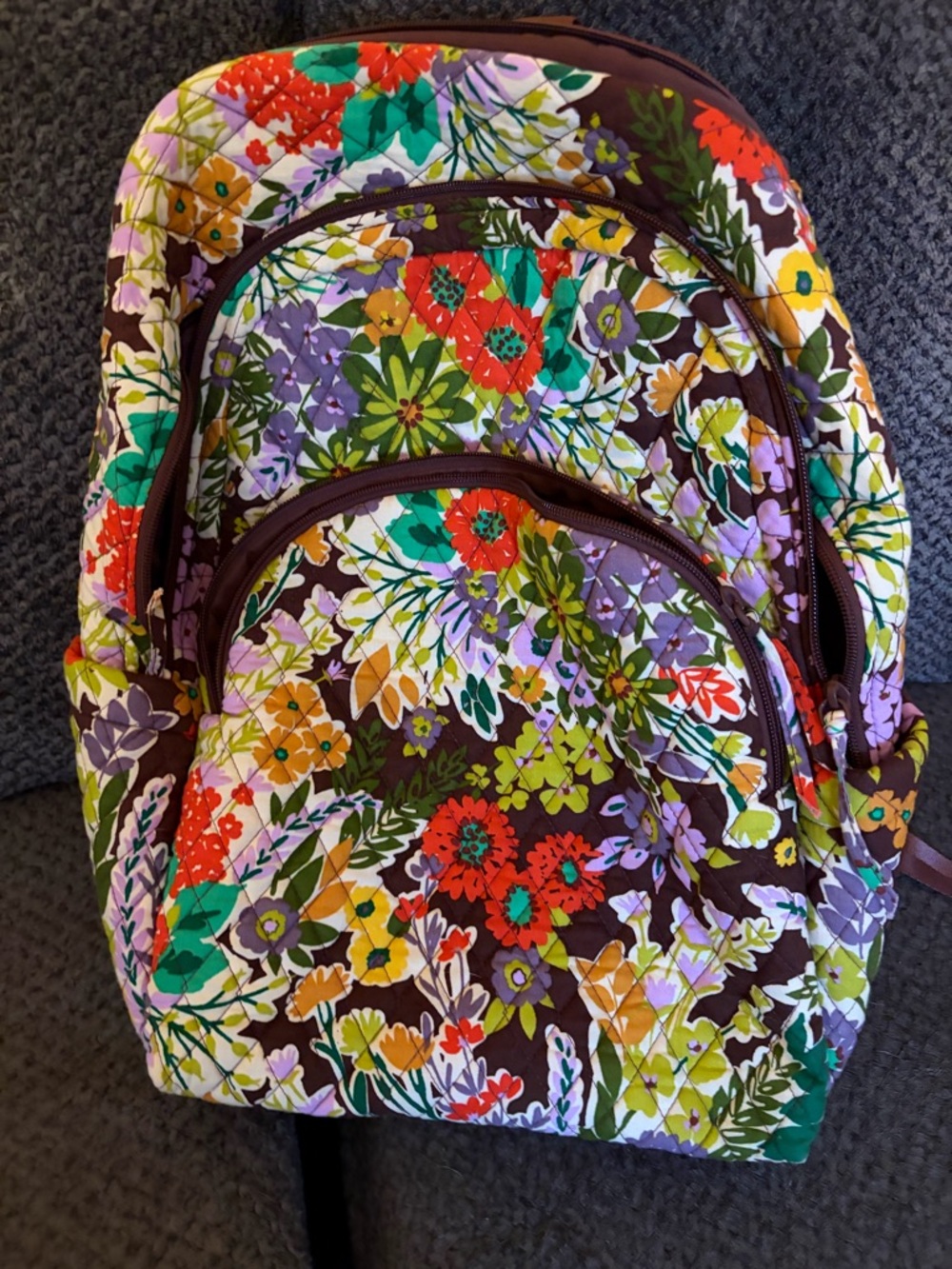 Vera Bradley Floral Quilted Backpack in Evening Garden